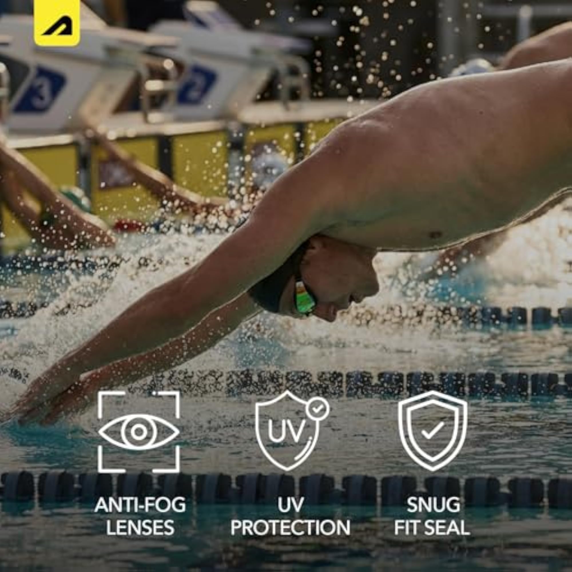 Unisex Swimming Goggles with Adjustable Strap and Ear & Nose Plug Set